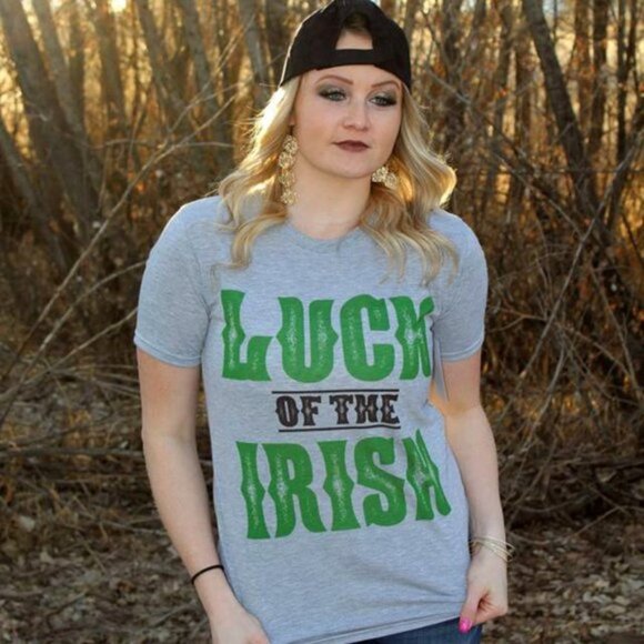 Luck of the Irish Grey T-shirt St. Patrick's Tee - Picture 1 of 3